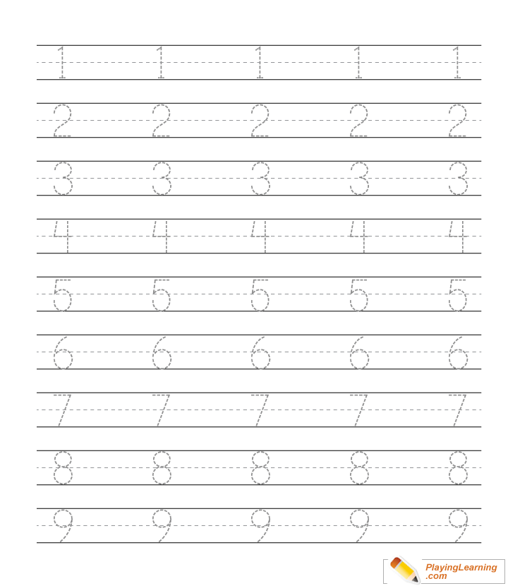 Number Tracing Practice  To  Sheet  for kids