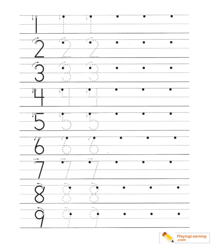 Number Tracing Practice Sheet  To  With Guide for kids