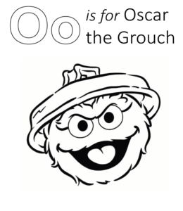 Sesame Street - O is for Oscar the Grouch coloring printable for kids