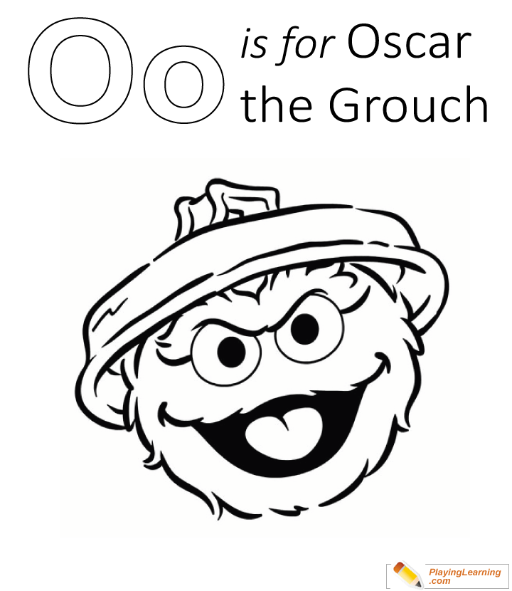 O Is For Oscar The Grouch Coloring Page  for kids