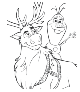 Olaf and Sven Coloring Page  for kids