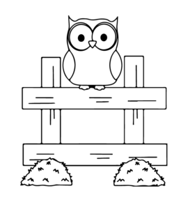 Owl on Standing on Fence Coloring Printable for kids