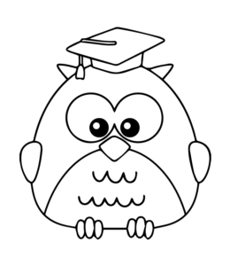 Smart Owl with Cap Coloring Page for kids
