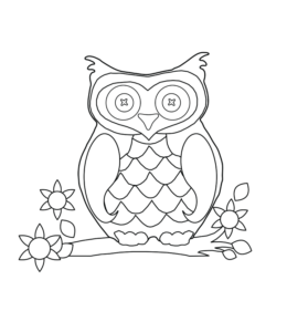 Owl with Cool Pattern Coloring Page for kids