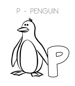 Alphabet Coloring Page - P is for Penguin  for kids