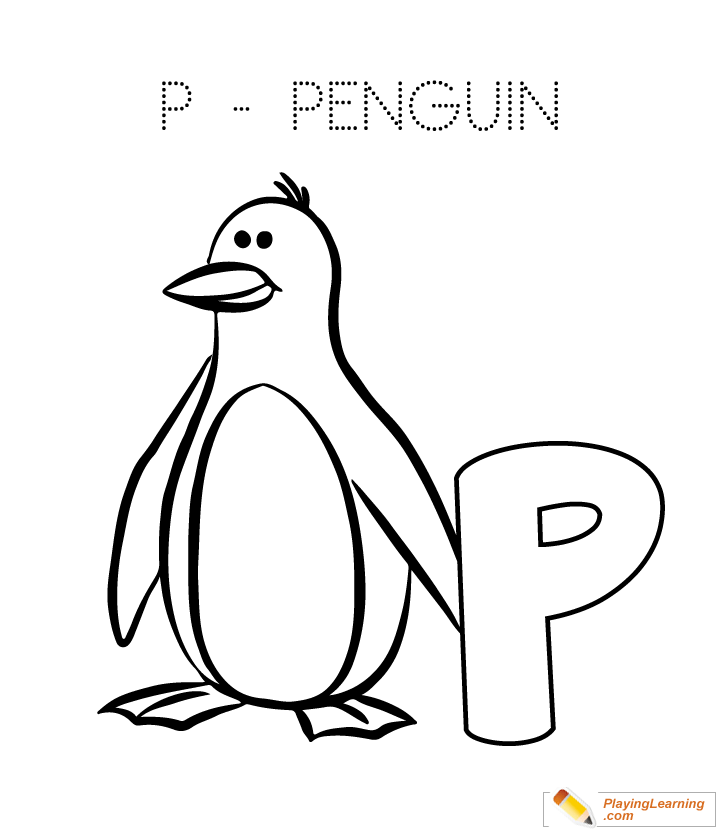 P Is For Penguin Coloring Page for kids