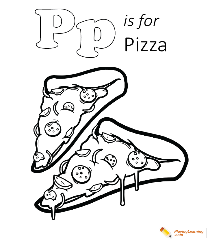 P Is For Pizza Coloring Page 02 | Free P Is For Pizza Coloring Page