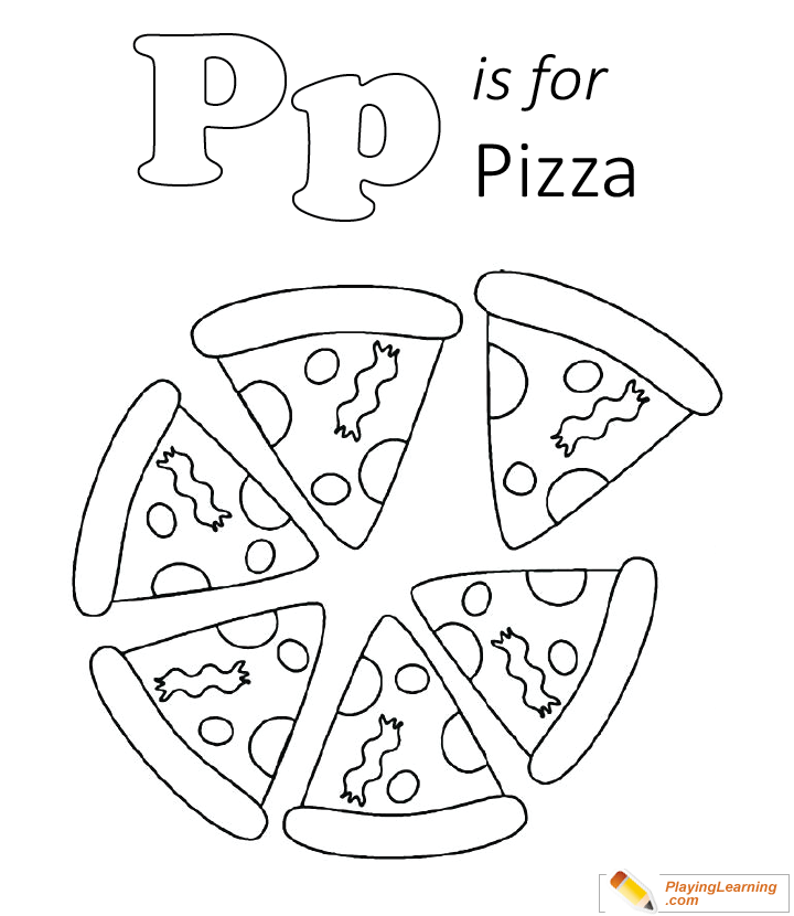 P Is For Pizza Coloring Page  for kids