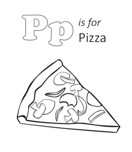 P is for Pizza coloring sheet for kids