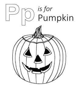 P is for Pumpkin Coloring Page for kids