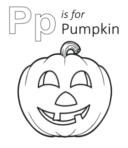 P is for Pumpkin Coloring Page for kids