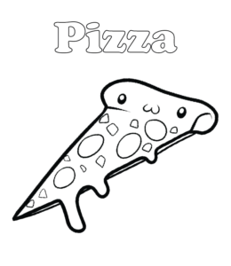 Cute pizza coloring page for kids