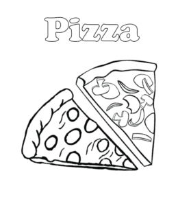 Pizza slices coloring clipart for kids