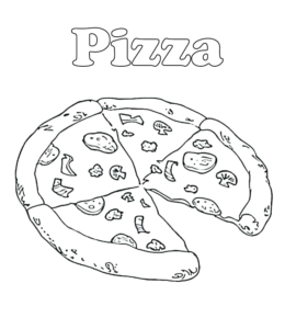 Whole pizza coloring clipart for kids