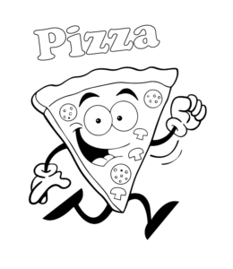 Pizza cartoon coloring page for kids