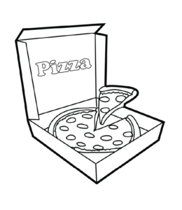 Pizza box coloring page for kids
