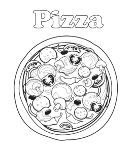 Whole pizza coloring page for kids