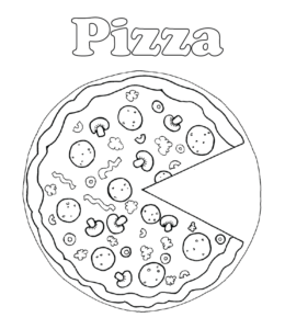 Combo pizza coloring page for kids