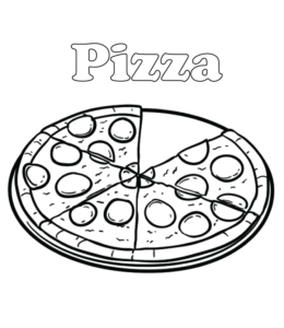 Pepperoni pizza coloring page for kids