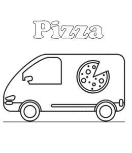 Pizza delivery truck coloring page for kids