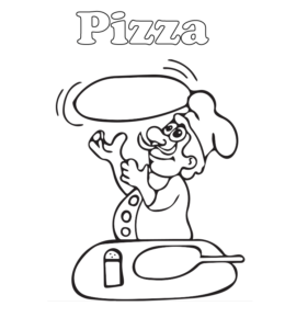 Pizza chef coloring page for kids