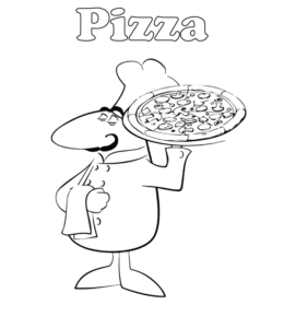 Pizza chef coloring page for kids