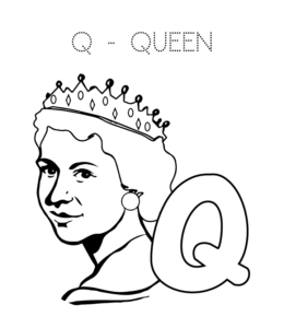 Alphabet Coloring Page - Q is for Queen  for kids