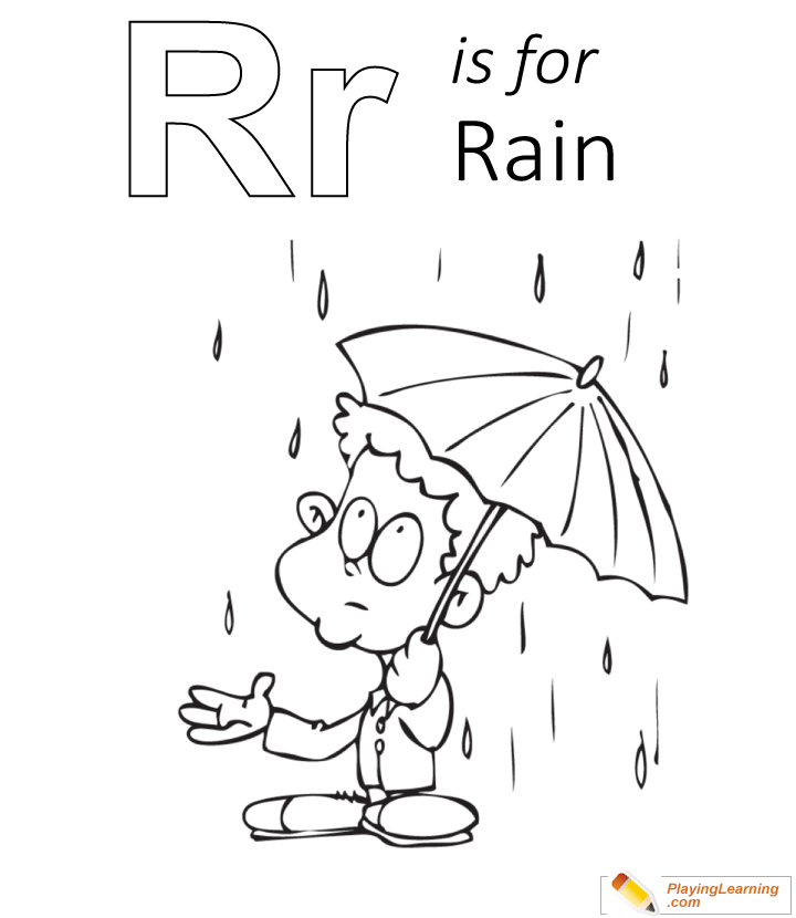 R Is For Rain Coloring Page  for kids