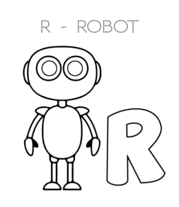 Alphabet Coloring Page - R is for Robot  for kids