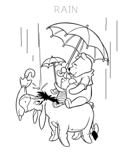 Rain Cartoon Character Coloring Page 1 for kids