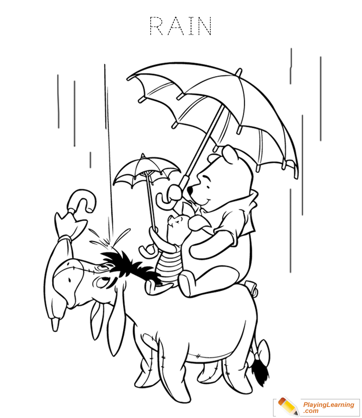 Rain Cartoon Coloring Page  for kids