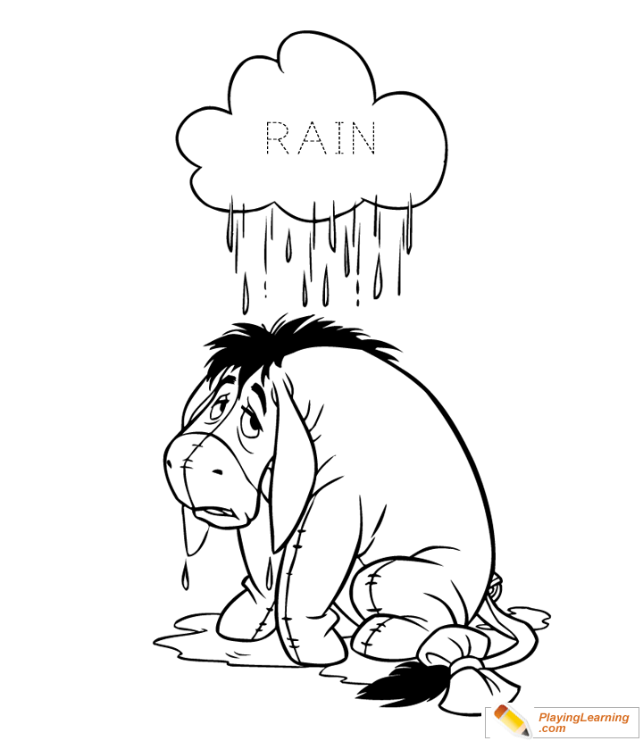 Rain Cartoon Coloring Page  for kids