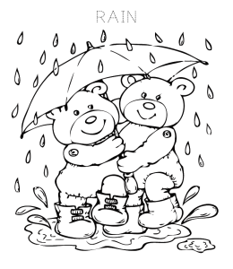 Rain Cartoon Character Coloring Page 4 for kids