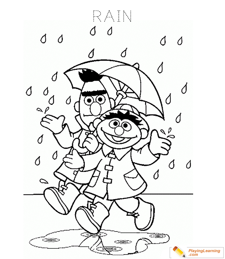 Rain Cartoon Coloring Page  for kids