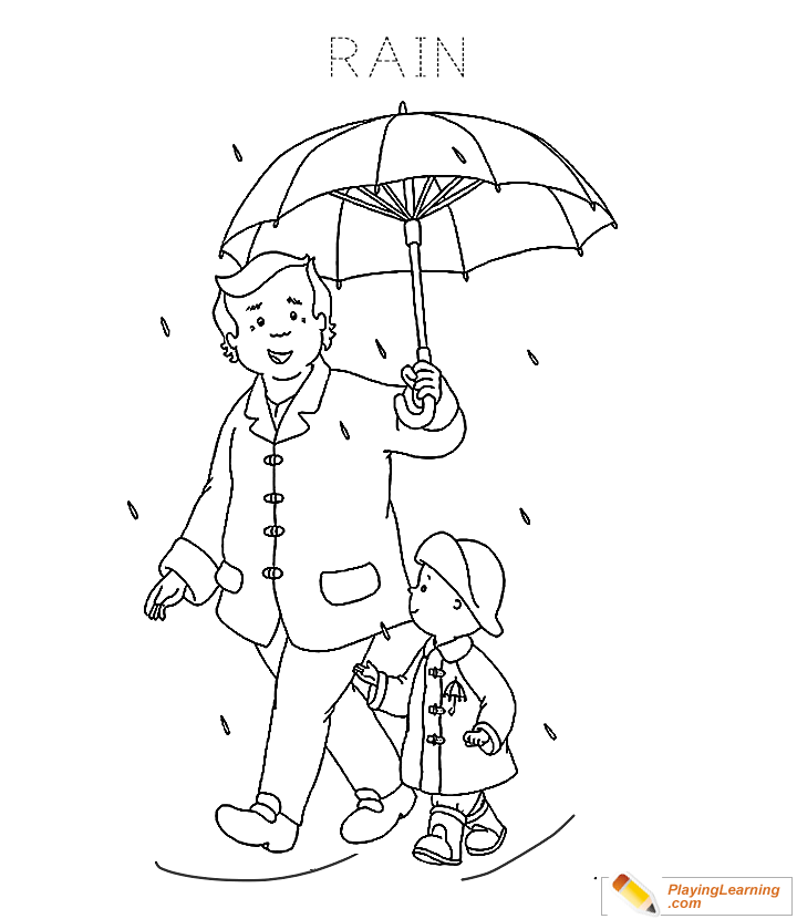 Rain Cartoon Coloring Page  for kids