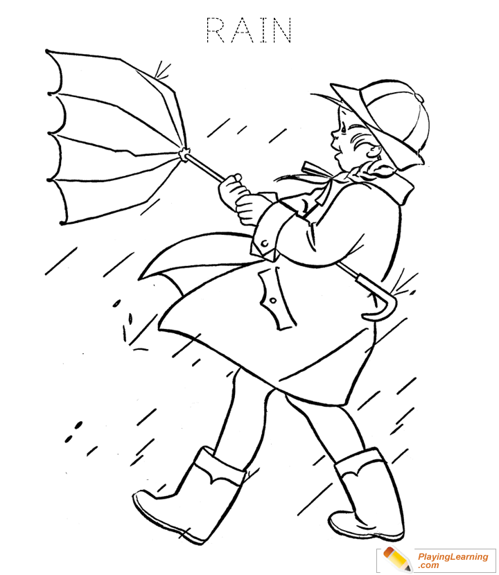 Rain Coloring Page  for kids