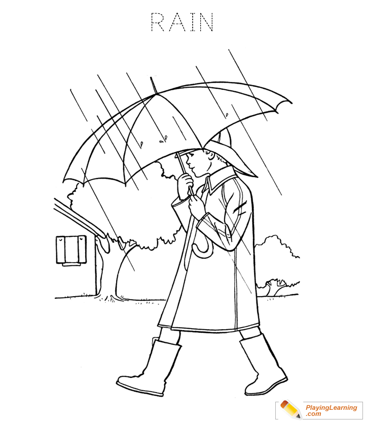 Rain Coloring Page  for kids