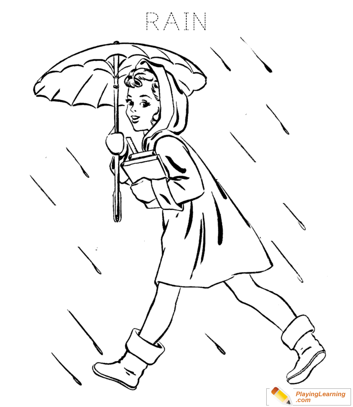 Rain Coloring Page  for kids