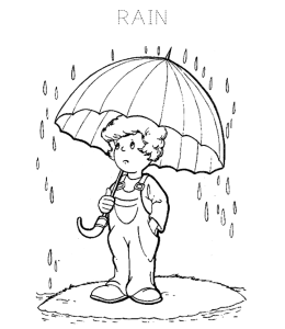 Rain Coloring Page 4 for kids