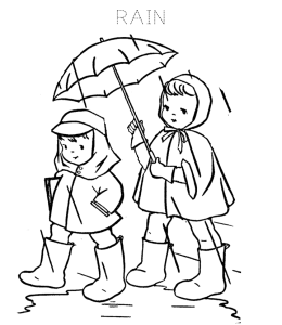 Rain Coloring Page 8 for kids