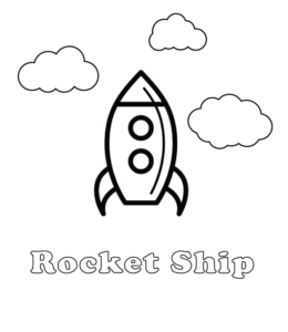 Easy rocket ship coloring page for kids