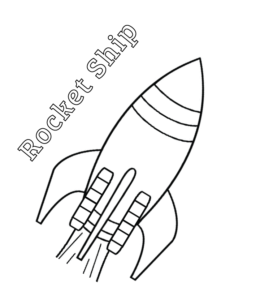 Easy rocket ship coloring page for kids