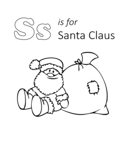 S is for Santa Claus coloring page  for kids