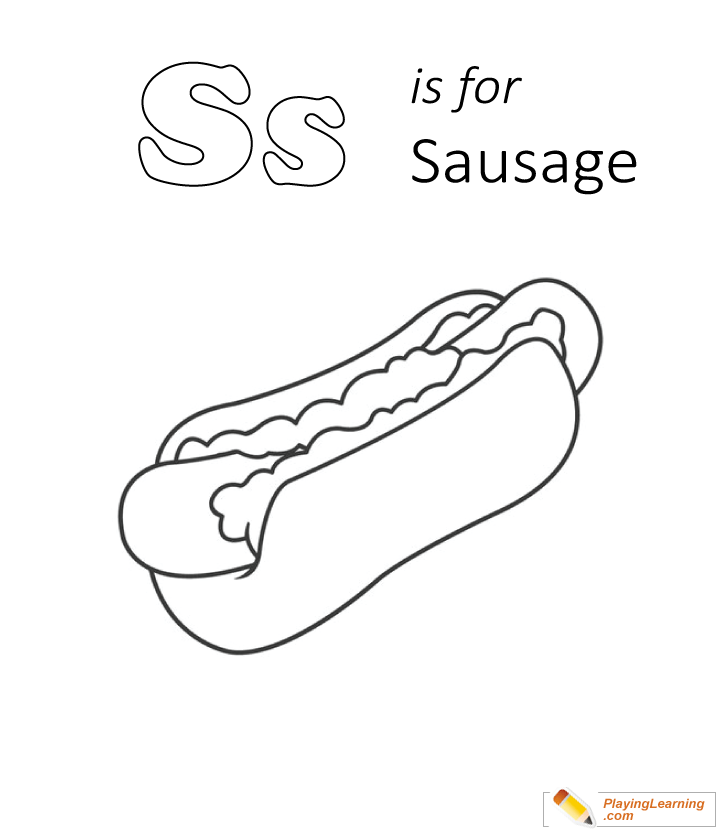 S Is For Sausage Coloring Page  for kids