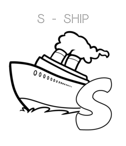 Alphabet Coloring Page - S is for Ship  for kids