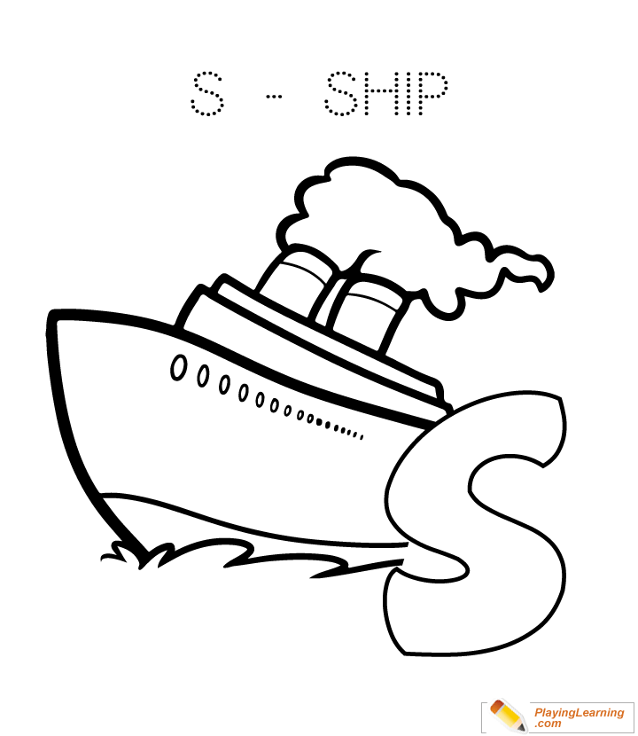 S Is For Ship Coloring Page for kids