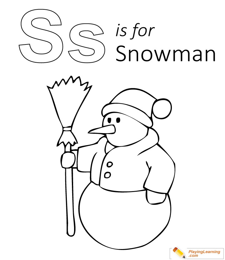 S Is For Snowman Coloring Page for kids