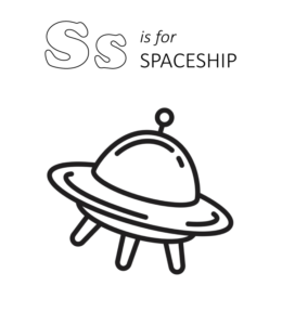 S is for Spaceship coloring page  for kids