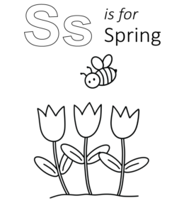 S is for Spring Coloring Page 1 for kids