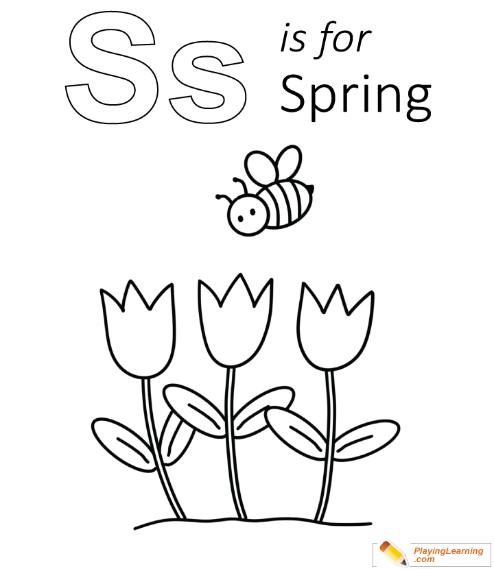 S Is For Spring Coloring Page  for kids